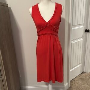 Red Sleeveless V-Neck Dress